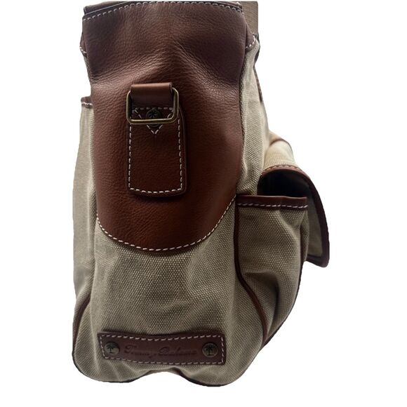 Tommy Bahama Challenge Large Brown Biege Canvas/leather Duffle Weekender Bag - Picture 6 of 16